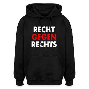 Recht gegen rechts - Oversized Unisex Hoodie - Schwarz - Vorne - Noah (186cm)