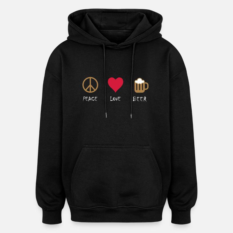 Peace Love Beer - Sweat à capuche oversize unisexe - noir