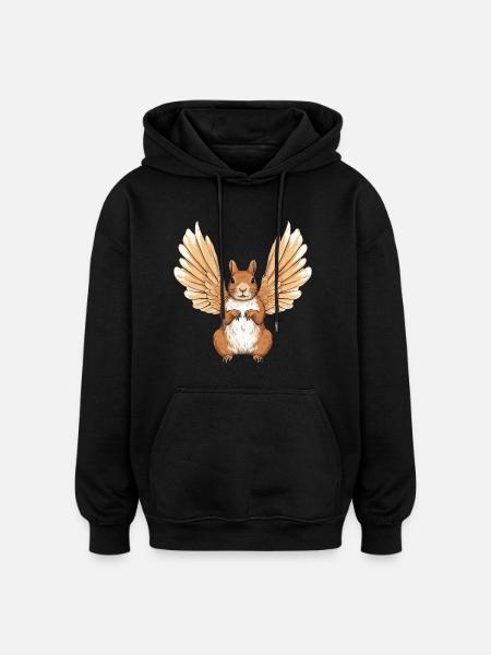 Süßes Hasen-Engel-Design - Oversized Unisex Hoodie - Schwarz