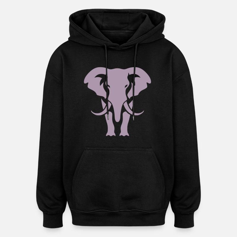 Silhouette d’éléphant Logo blanc - Sweat à capuche oversize unisexe - noir