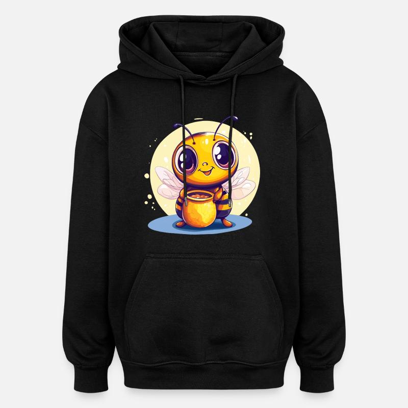 Honey bee with pot - Oversized Unisex Hoodie - black