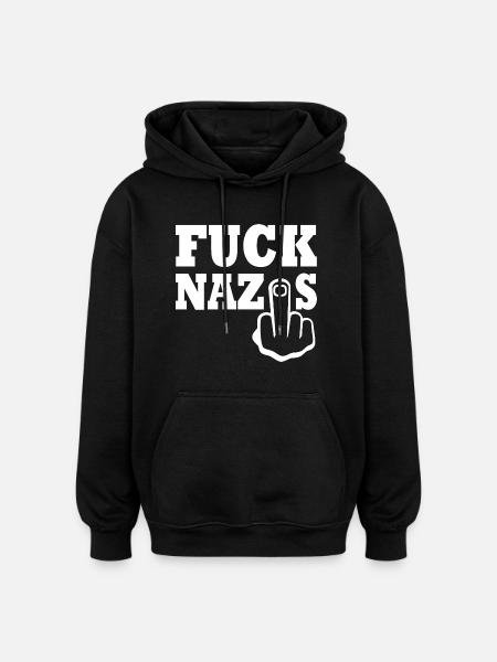 Fuck nazis - Oversized Unisex Hoodie - black