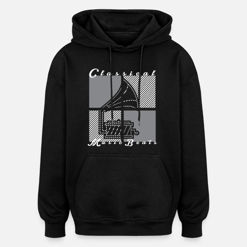 Gramophone - Oversized Unisex Hoodie - black