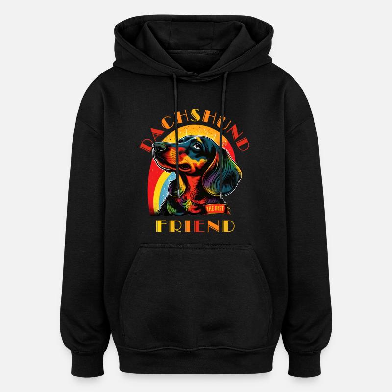 Teckel Le meilleur ami - Sweat à capuche oversize unisexe - noir