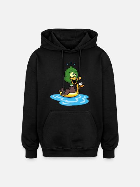 The duck learning to swim - Oversized Unisex Hoodie - black