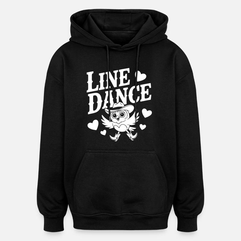Verspieltes Linedance Design mit Eule - Oversized Unisex Hoodie - Schwarz