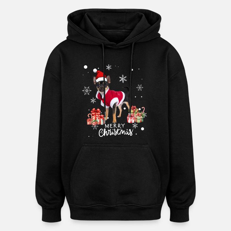 Chien Noël - Sweat à capuche oversize unisexe - noir