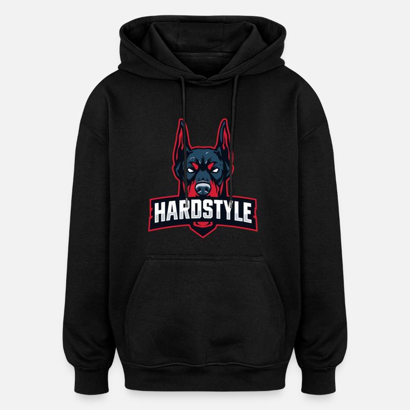 Tête de doberman – HARDSTYLE - Sweat à capuche oversize unisexe - noir