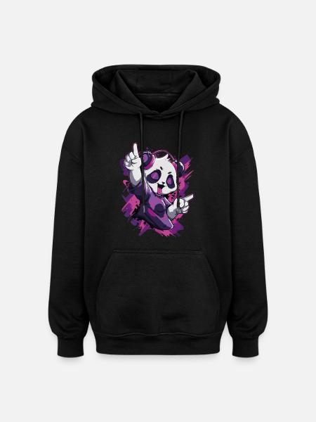 Party Panda Music Fun - Oversized Unisex Hoodie - black