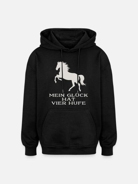 Mein Glück hat vier Hufe - Oversized Unisex Hoodie - Schwarz