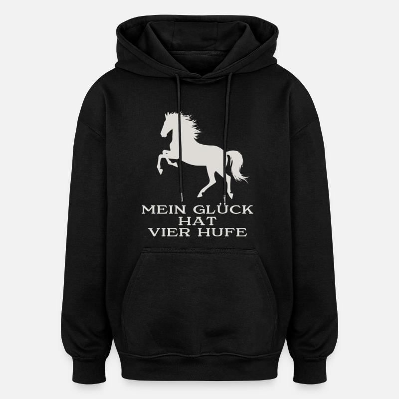 Mein Glück hat vier Hufe - Oversized Unisex Hoodie - Schwarz