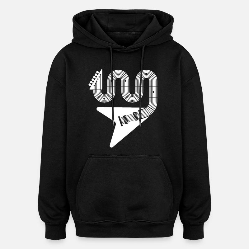 Guitare électrique abstraite - Sweat à capuche oversize unisexe - noir