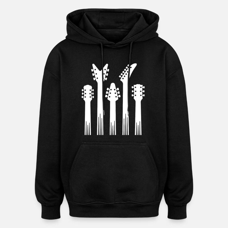 Silhouettes de tête de guitare - Sweat à capuche oversize unisexe - noir