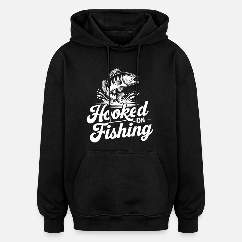 Accro à la pêche - Sweat à capuche oversize unisexe - noir