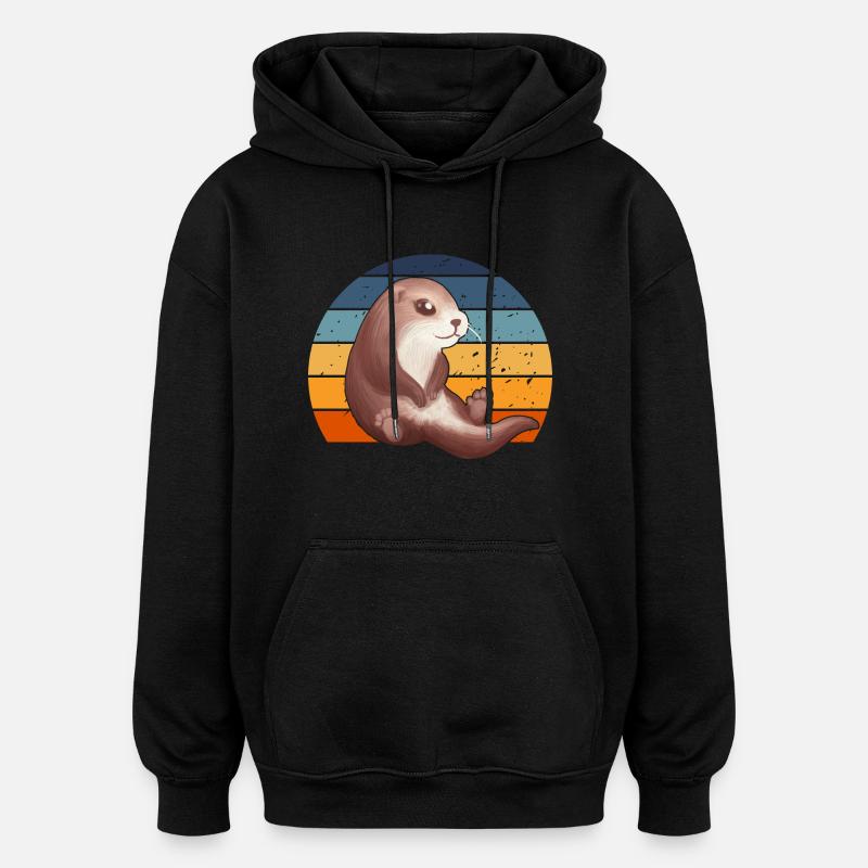 Süßer Retro Otter - Oversized Unisex Hoodie - Schwarz