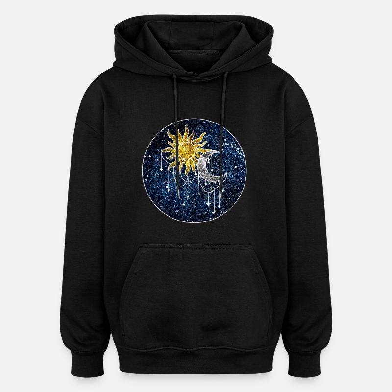 Cosmic Sun and Moon - Oversized Unisex Hoodie - black