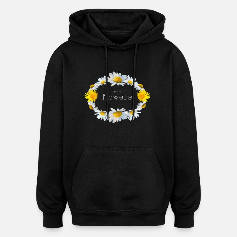 Fleur - Sweat à capuche oversize unisexe - noir