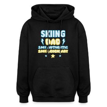 Ski Dad, Cadeau de Fête des Pères, Légendaire - Sweat à capuche oversize unisexe - noir - Devant - Noah (186cm)