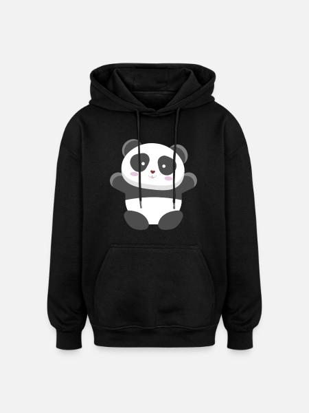 Panda cheers panda bear design - Oversized Unisex Hoodie - black