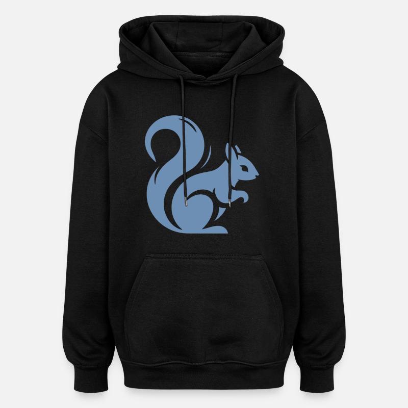 Minimalistische Eichhörnchen-Silhouette - Oversized Unisex Hoodie - Schwarz