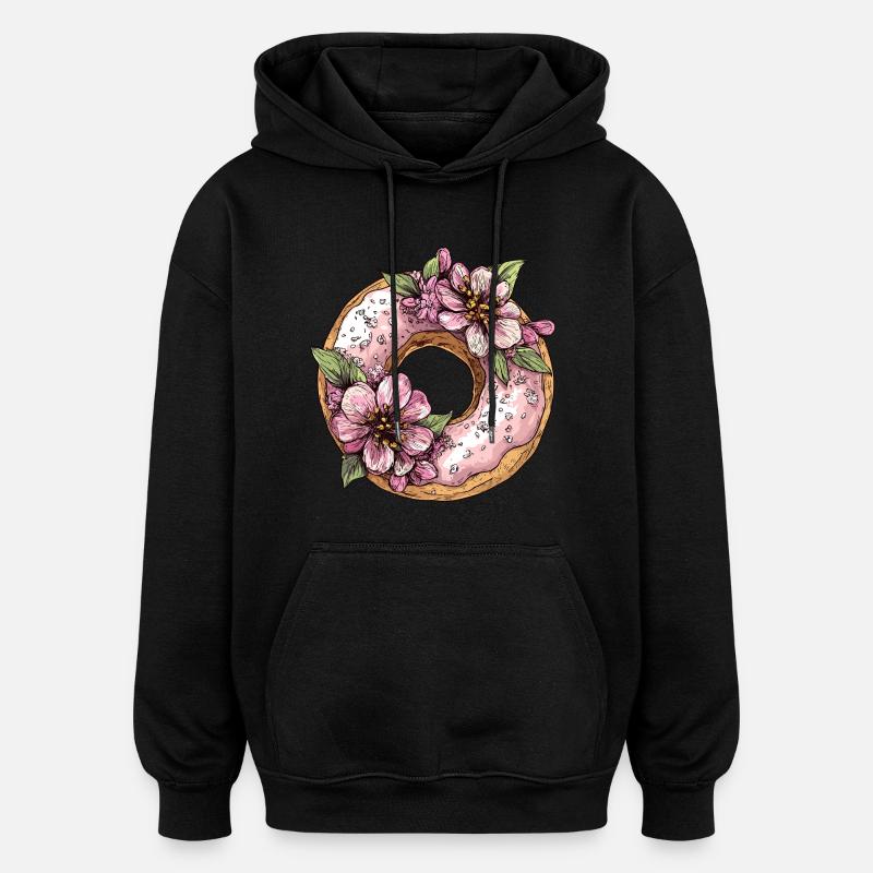 Beignet aux fleurs - Sweat à capuche oversize unisexe - noir