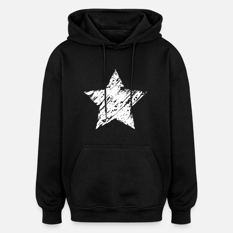 Étoile blanche - Sweat à capuche oversize unisexe - noir