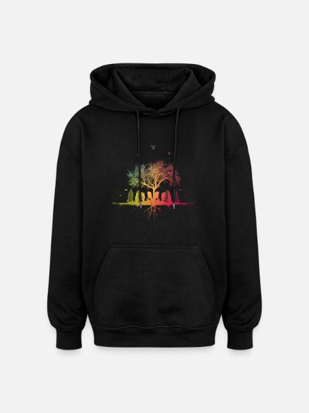 blurred city - Sweat à capuche oversize unisexe - noir