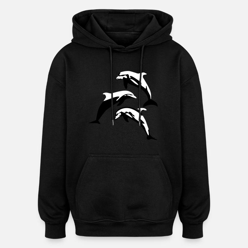 Dolphins - Oversized Unisex Hoodie - black