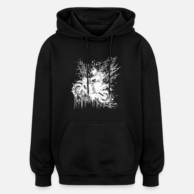 Passion Moto Tattoo Style Vélo - Sweat à capuche oversize unisexe - noir