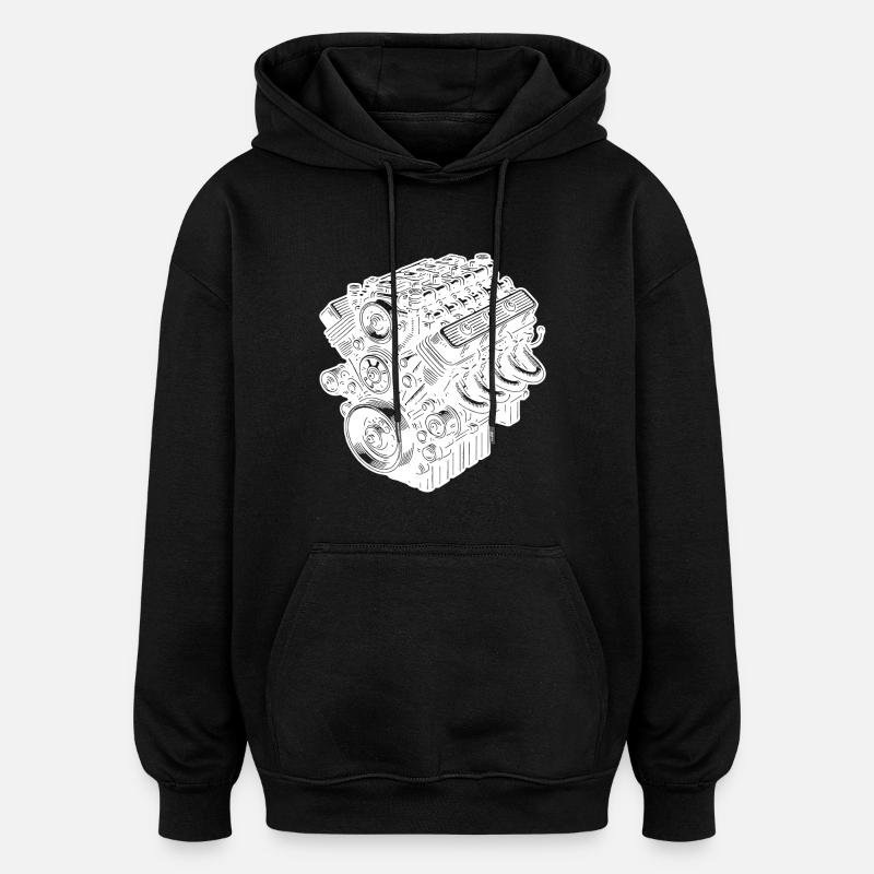 Bloc moteur cylindre ventilateur moteur - Sweat à capuche oversize unisexe - noir