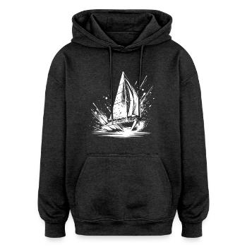 Schnelles Segelboot bei Splash Wellengang - Oversized Unisex Hoodie - Anthrazit - Vorne - Noah (186cm)