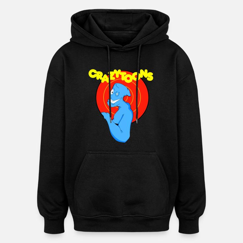 Crazytoons - Sweat à capuche oversize unisexe - noir