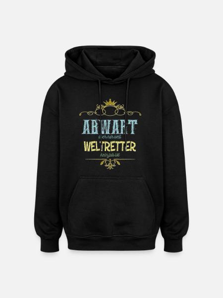 Abwart Weltretter - Oversized Unisex Hoodie - Schwarz