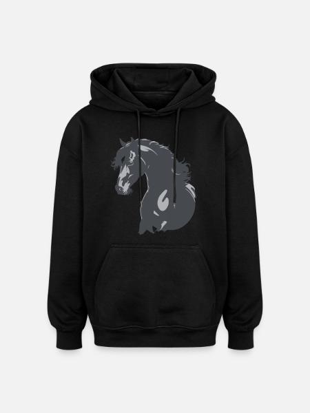 Black Horse Silhouette - Oversized Unisex Hoodie - black