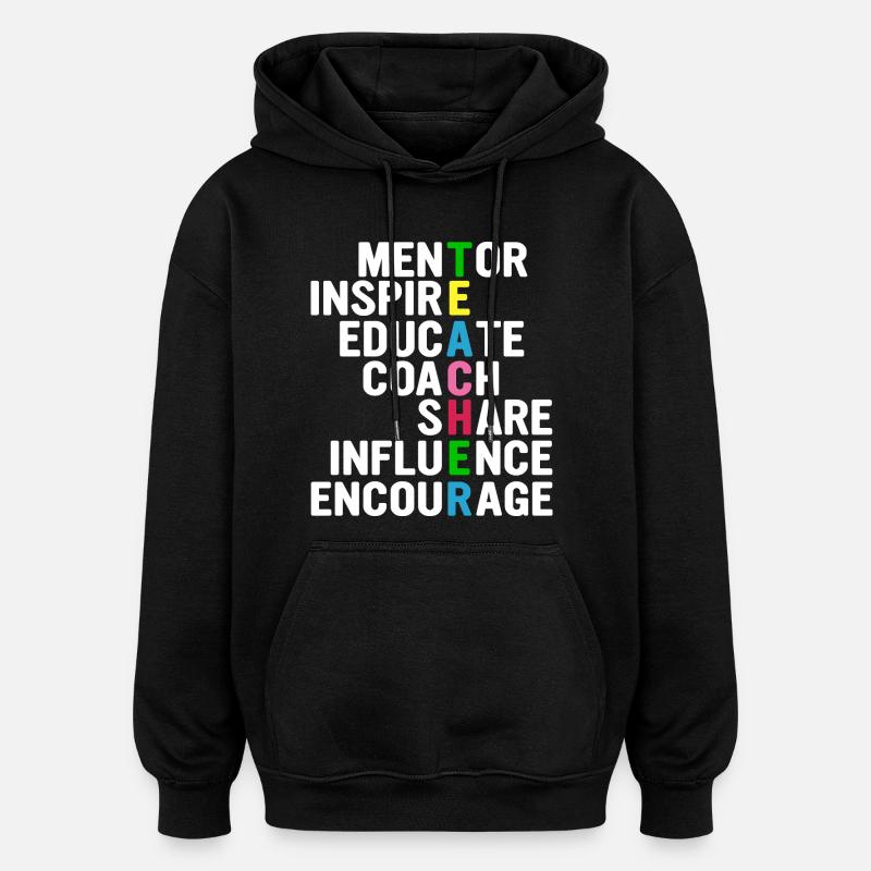 Professeur Acrostichon : Mentorer, Inspirer,... - Sweat à capuche oversize unisexe - noir