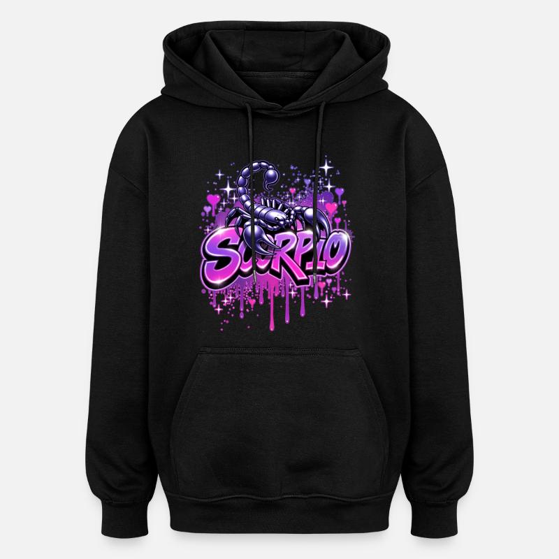 ♏ -Skorpionen- Graffiti-stil stjärntecken - Oversized luvtröja unisex - svart