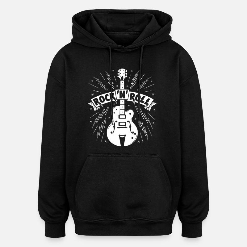 Rock'N'Roll-Banner mit Gitarre - Oversized Unisex Hoodie - Schwarz