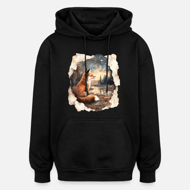 Fox Stjerner - Oversize unisex hoodie - sort