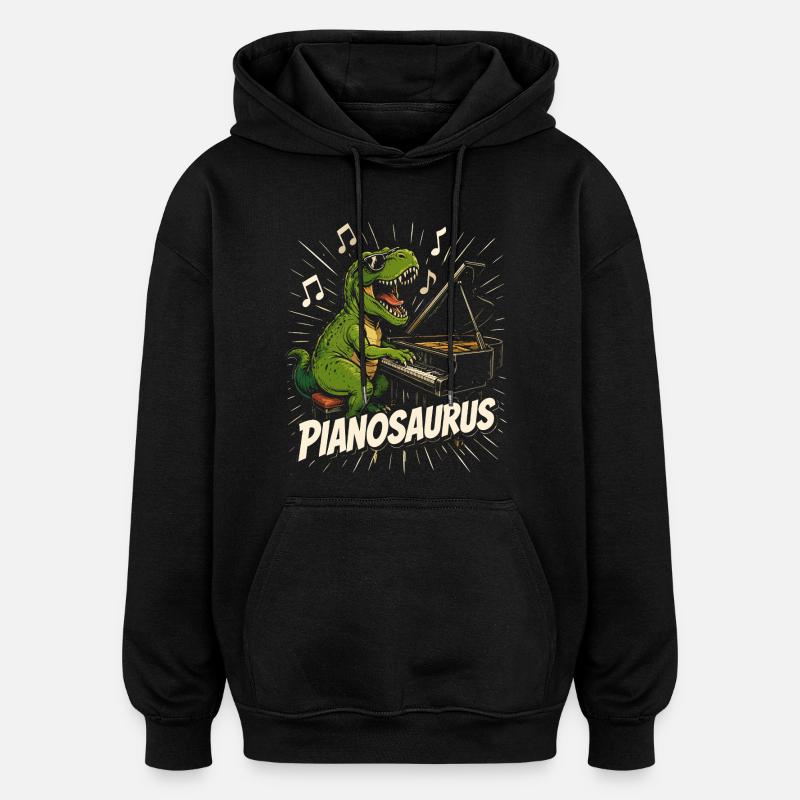 Fun Pianist Dinosaur - Oversized Unisex Hoodie - black