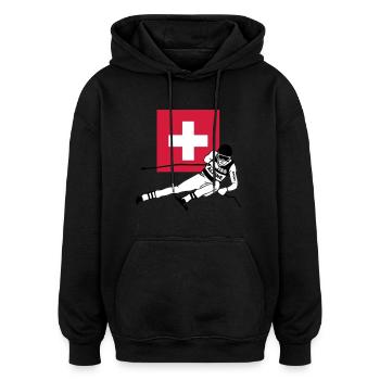 ski - alpine - apres - Schweiz - Sweat à capuche oversize unisexe - noir - Devant - Noah (186cm)