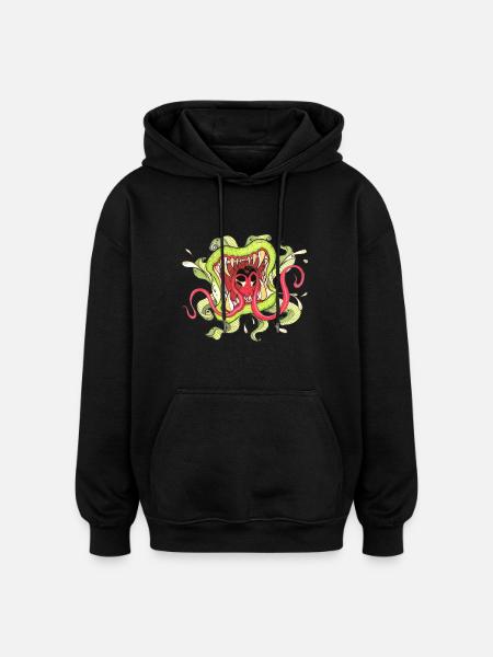 Carnivorous Plant Tattoo - Oversized Unisex Hoodie - black