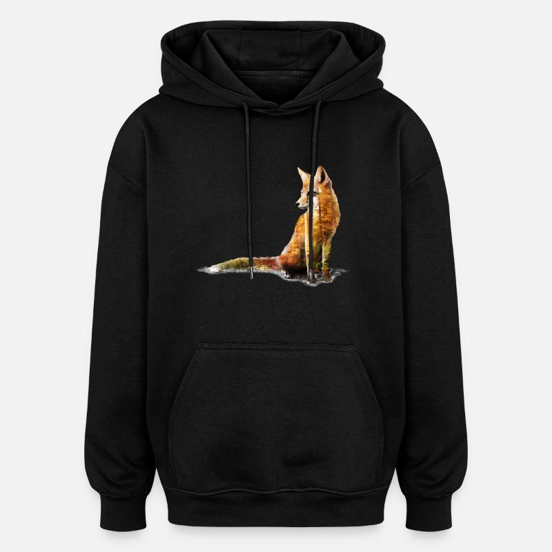 Fuchs Doppelbelichtung - Oversized Unisex Hoodie - Schwarz