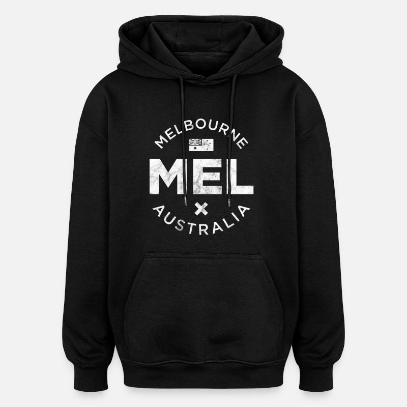 MEL, Melbourne Australie - Sweat à capuche oversize unisexe - noir