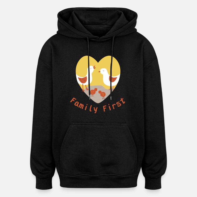 D'abord la famille - Sweat à capuche oversize unisexe - noir