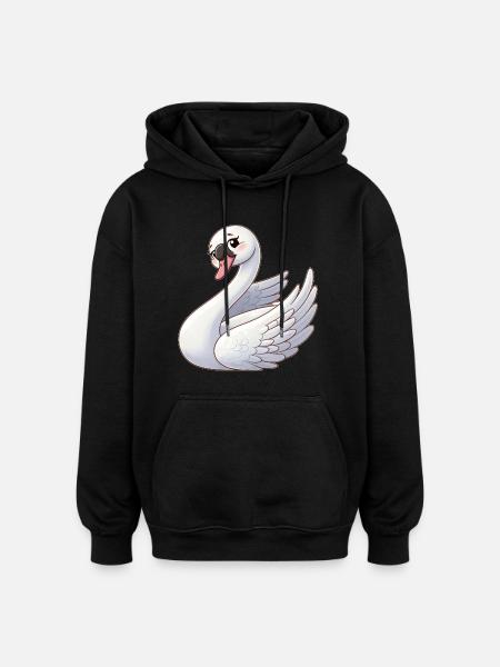 Cygne blanc comme ange céleste - Sweat à capuche oversize unisexe - noir