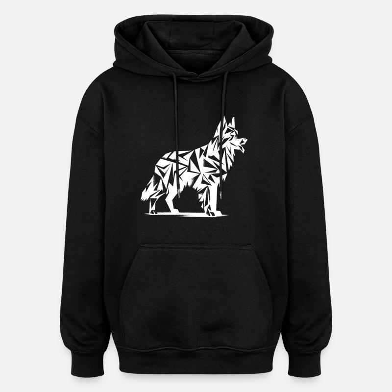 Geometric German Shepherd - Oversized Unisex Hoodie - black