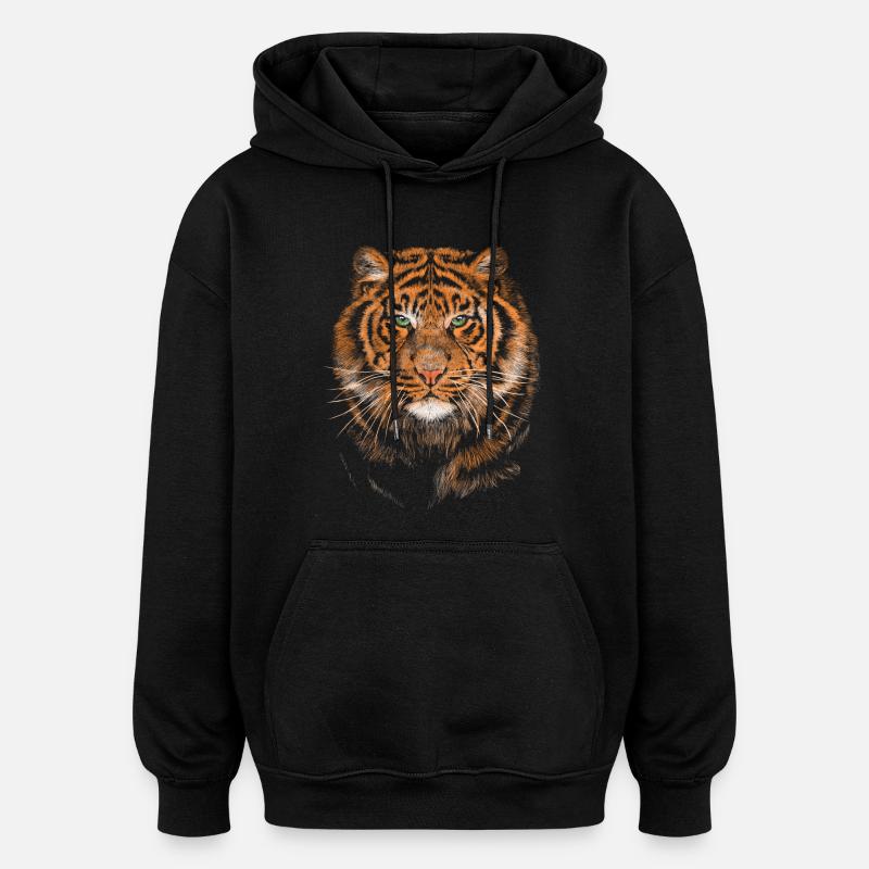 Tiger - Sweat à capuche oversize unisexe - noir