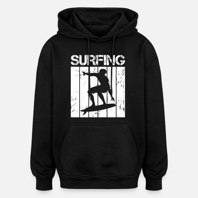 Surfeur rétro - Sweat à capuche oversize unisexe - noir