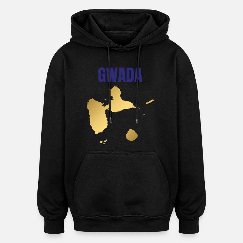 T-shirt GWADA carte dorée Antilles - Sweat à capuche oversize unisexe - noir