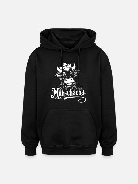 Moo-ChaCha Cow with Flourishes - Oversized Unisex Hoodie - black